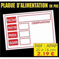 Réf. APAP plaque alimentation (20 x 15cm)